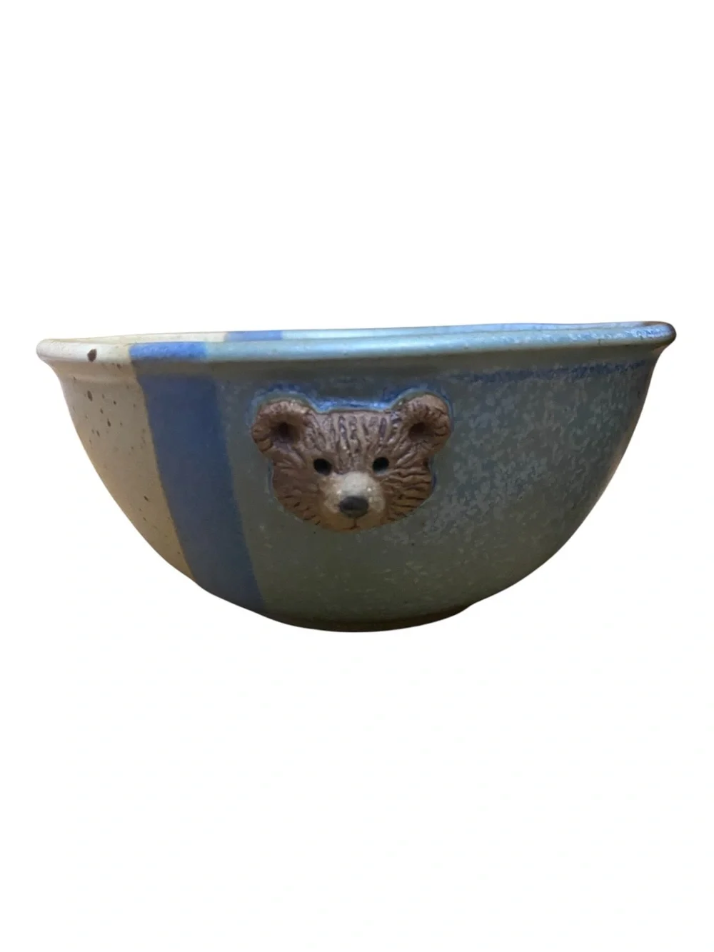 Handmade Stoneware Mug And Bowl Pottery Set With Teddy Bear Detailing Country